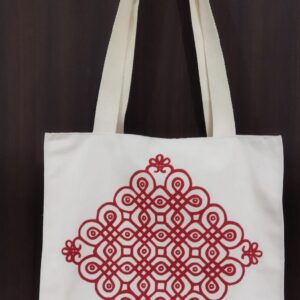 Kolam Art Hand-Painted Tote Bag